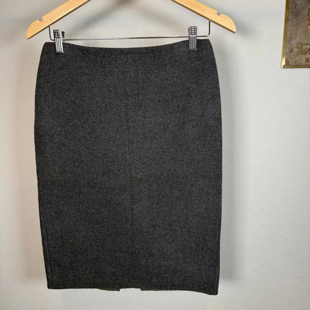 Women's Ralph Lauren Gray Wool and Silk Back Zip Pencil Skirt Size‎ 8 NEW
